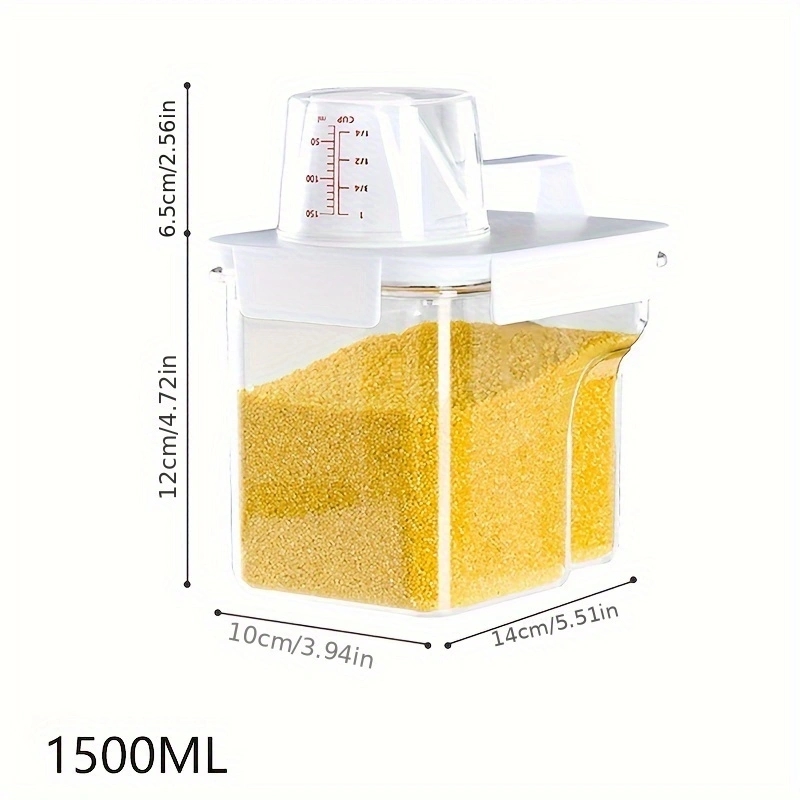 Grand bac hermétique pour le stockage des aliments, tasse à mesurer, plastique transparent, cuisine et garde-manger, organisateur de farine: Black