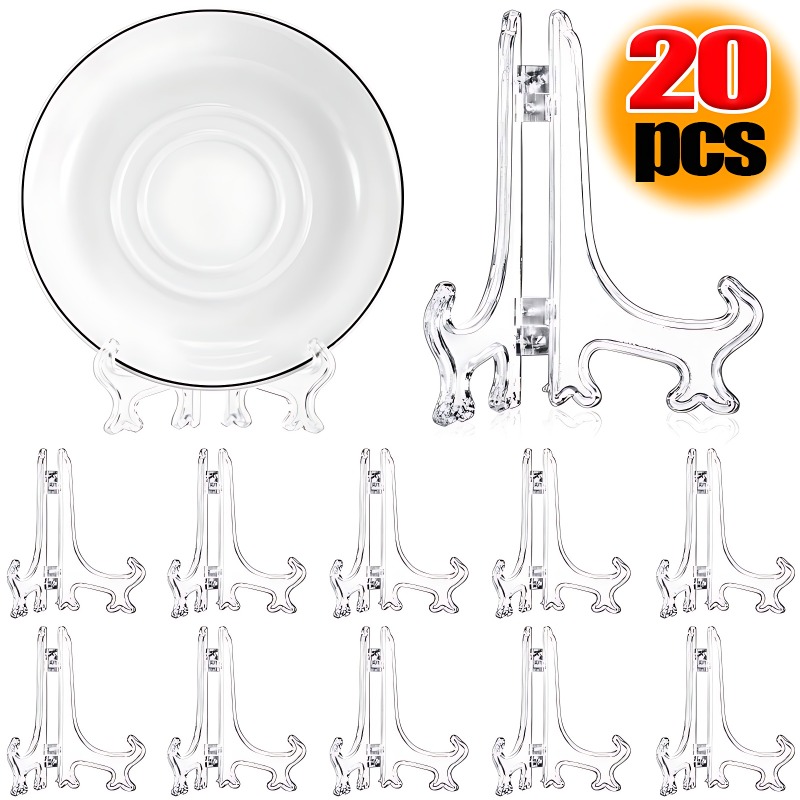 Présentoir à vaisselle Portable pliable en plastique, 20 pièces, cadre Photo, plaque, soucoupe, affichage de poterie, support de rangement à domicile