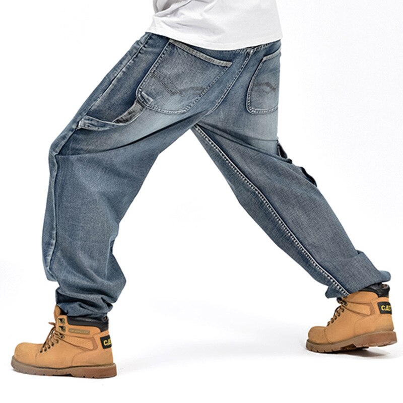 30-46 de talla grande Harlan de pierna recta pantalones de talla grande casuales de los hombres de nueve punto jeans pierna ancha de talla grande casual de pantalones de algodón