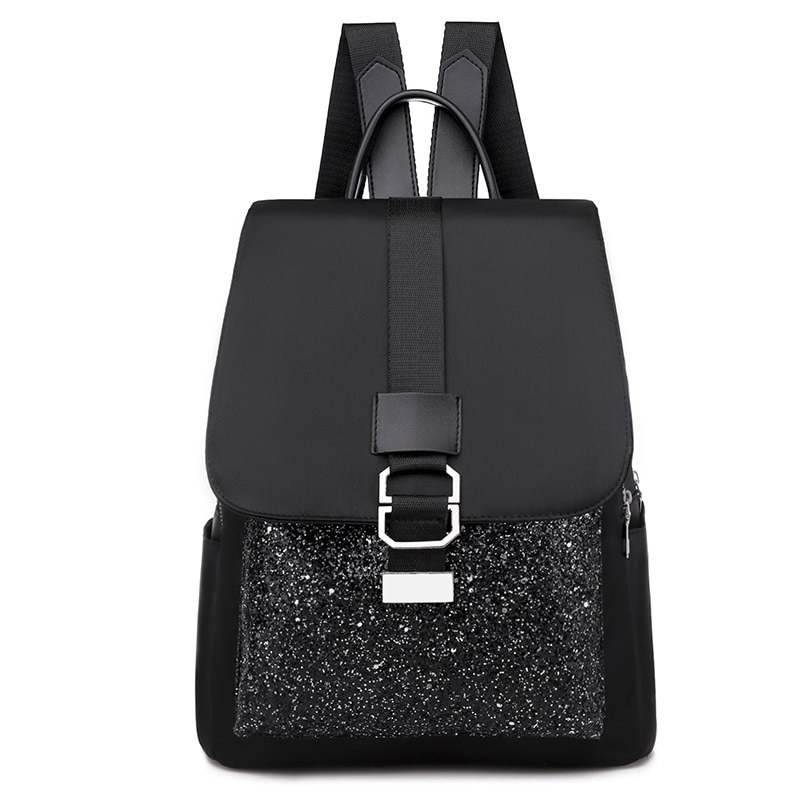 Pailletten Rucksack Frauen Mädchen Schule Rucksack Teenager Mädchen Vielseitig Große Kapazität Tasche Mochila Feminina: 9920 Schwarz
