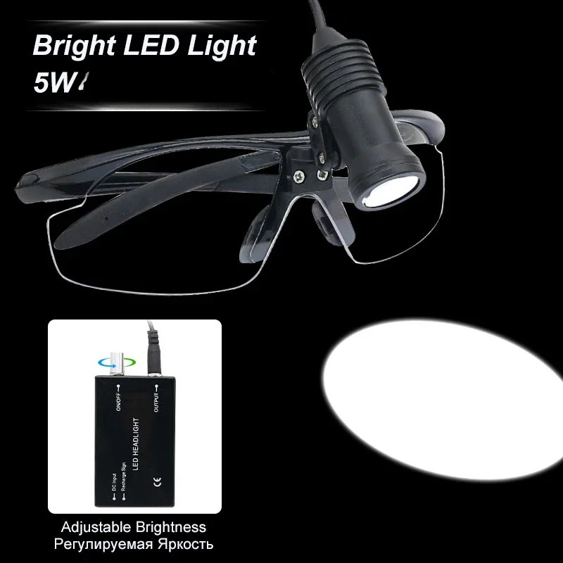 Oraler Dental-Scheinwerfer, 3 W/5 W, LED-Zahnarzt-Scheinwerfer mit chirurgischem Betrieb und Schutzbrille, wiederaufladbarer Lithium-Ionen-Akku