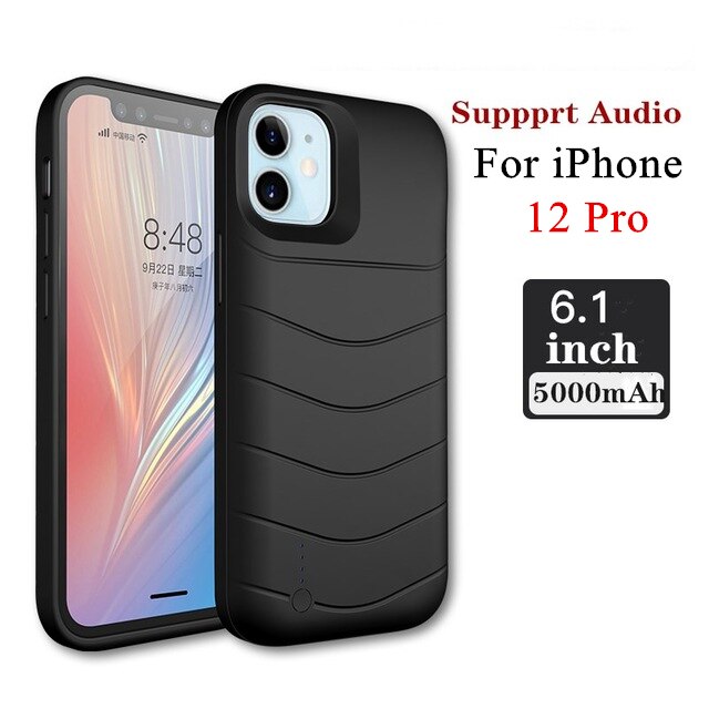 Battery Charger Cases For iPhone 12 Pro Max 12 Pro Battery Case External Charging Cover For iPhone 12 12 Mini Power Bank Cases: 12 Pro (6.1 inch)