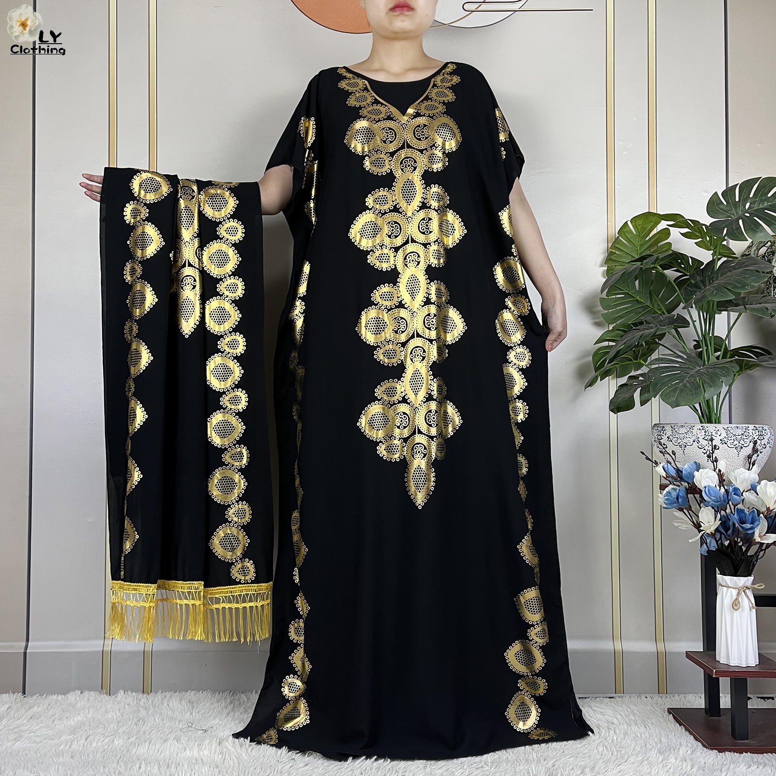 Stijl Afrikaanse Abaya Zomer Korte Mouw Losse Jurk Katoenen Moslim Maxi Femme Jurk Met Grote Sjaal Dubai Islam Casual Gewaad: Crème