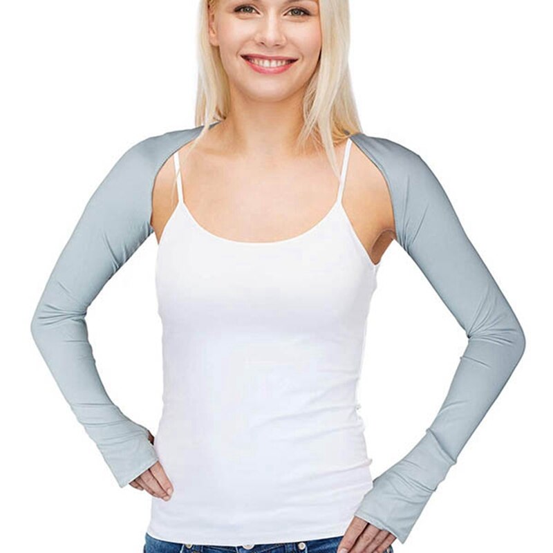 Letnie damskie szale chłodzące rękawy naramienne ochrona przed słońcem UV z otworem na palec robić golfa, jazdy, jazdy konnej, wędkowania (biały)