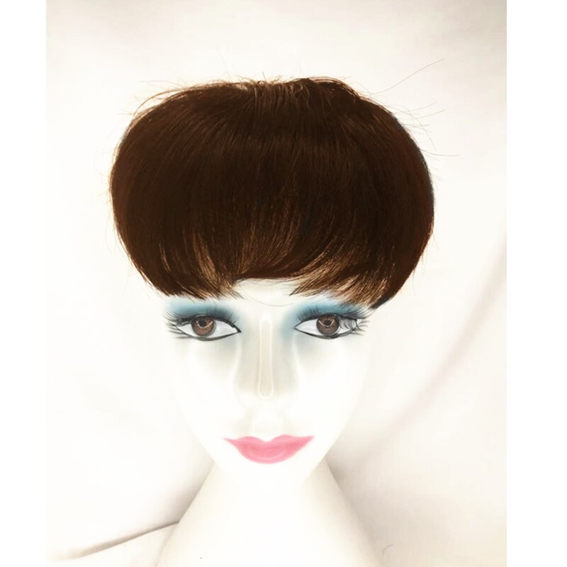 Halo dame beauté bouclés cheveux humains Toppers toupet frange indien Non-Remy remplacement pince ins couronne cheveux pièces pour femmes et hommes: ST Dark Brown