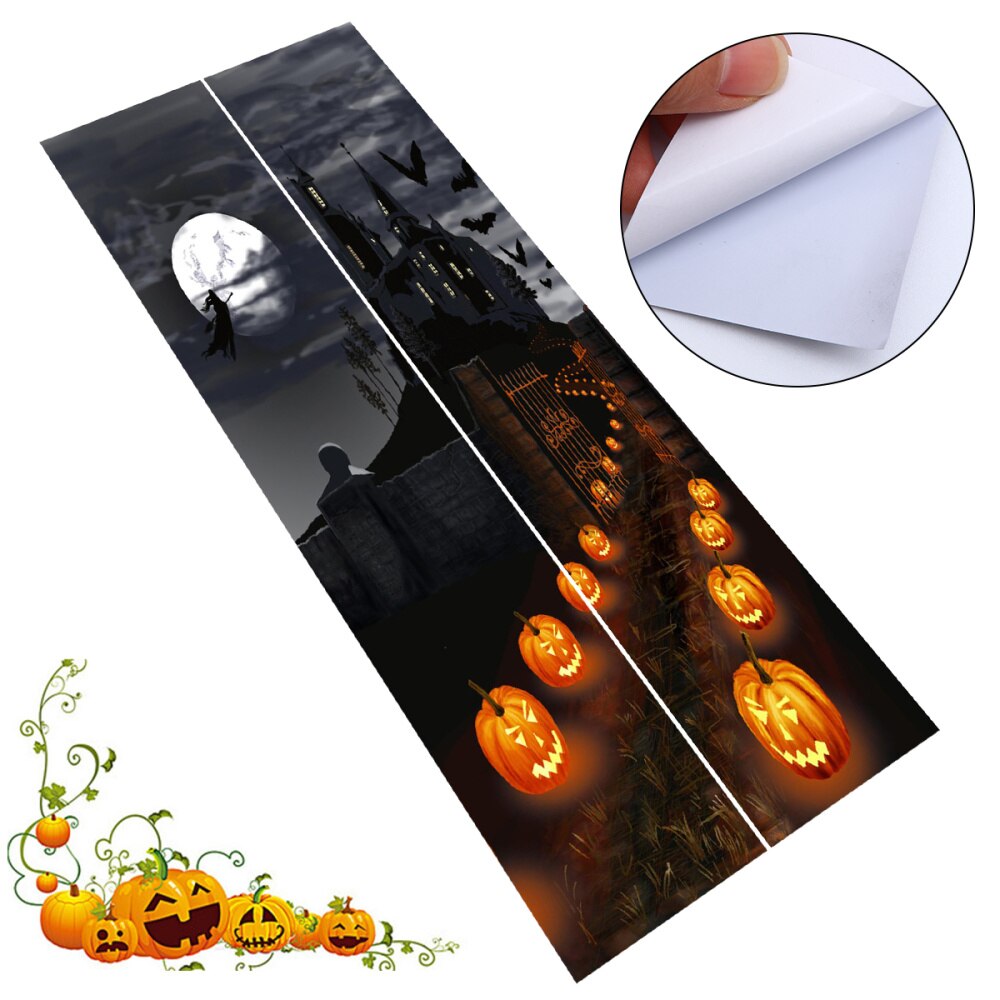 2 Stks/set Van Halloween Deur Sticker Deur Sticker Renovatie Pvc Deur Sticker Sticker Deur Decor Voor Dooor