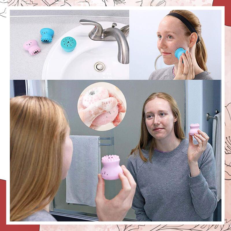Cepillo de limpieza Facial de silicona, limpiador Facial con forma de pulpo, exfoliante, cepillo de lavado