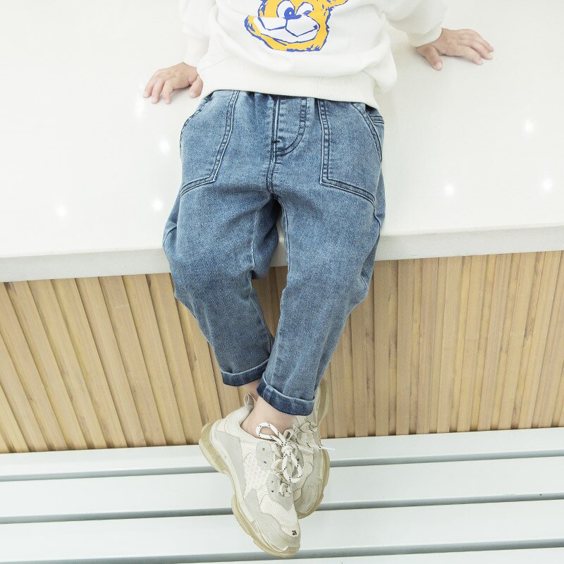 1-7T enfant en bas âge enfant jean pour garçons automne hiver pantalon Denim pantalon Gentleman Streetwear sourire imprimer mignon bas