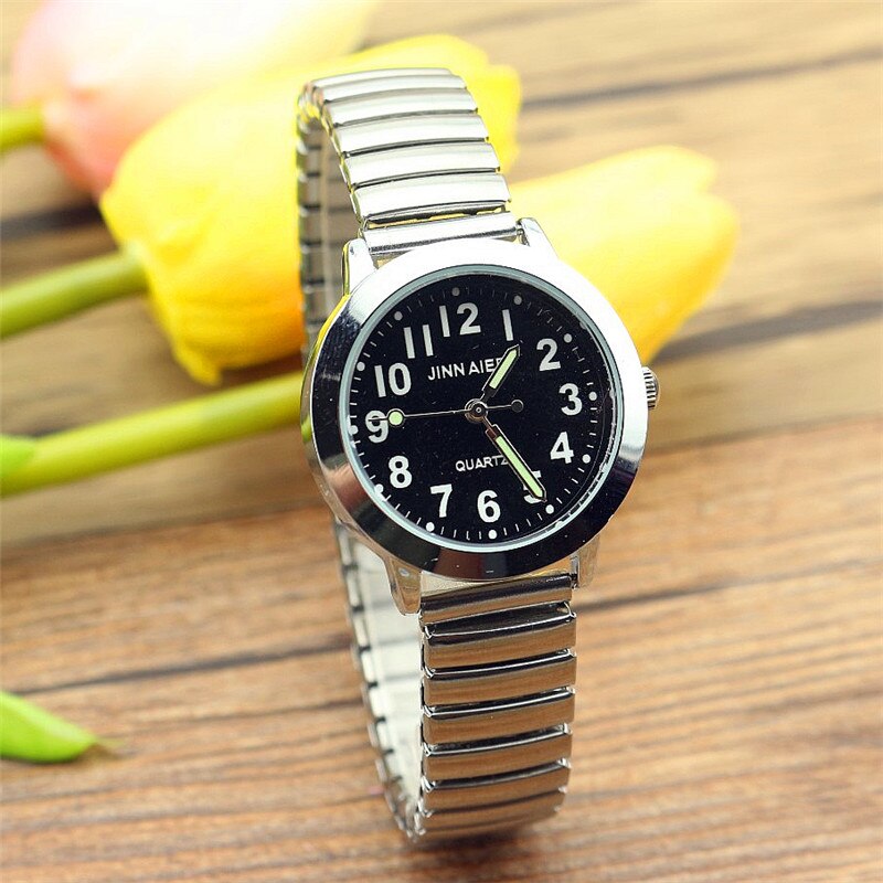 Relojes Para hombres mayores, y popular de Relojes, correa elástica Flexible, reloj de pulsera analógico unisex de acero inoxidable a la para amantes