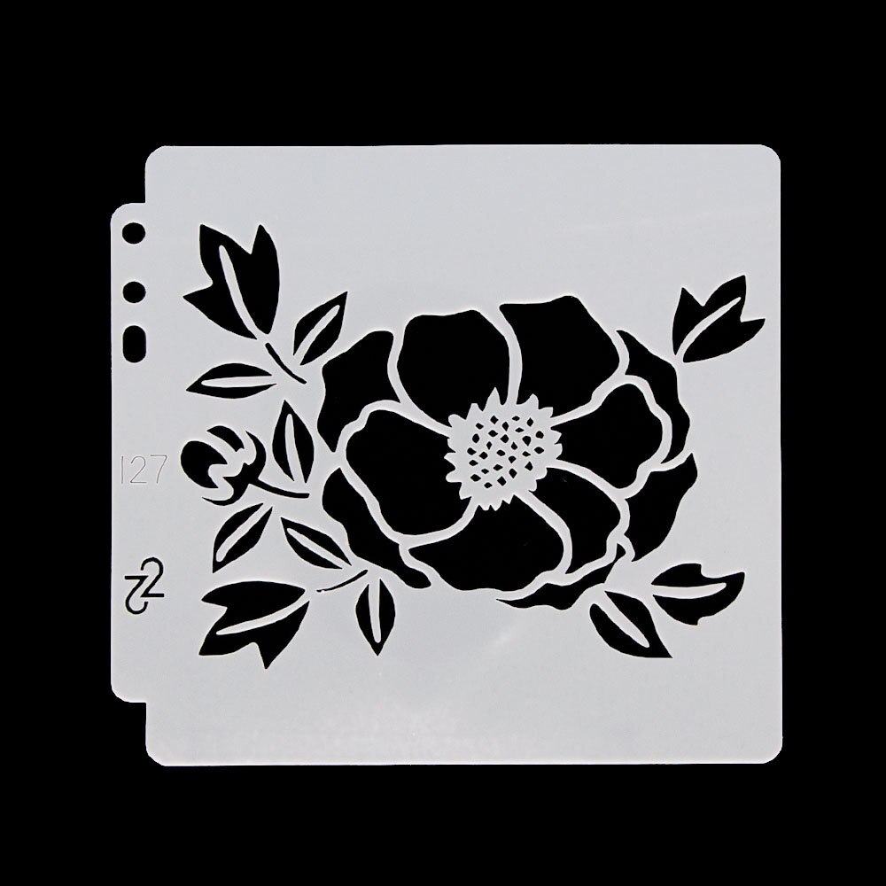 9pcs 14.1cmx13cm Reusable Plastic Painting Templates Stencils Mold for Fabric, Scrapbook, Painting (9 Flower Patterns) S119127