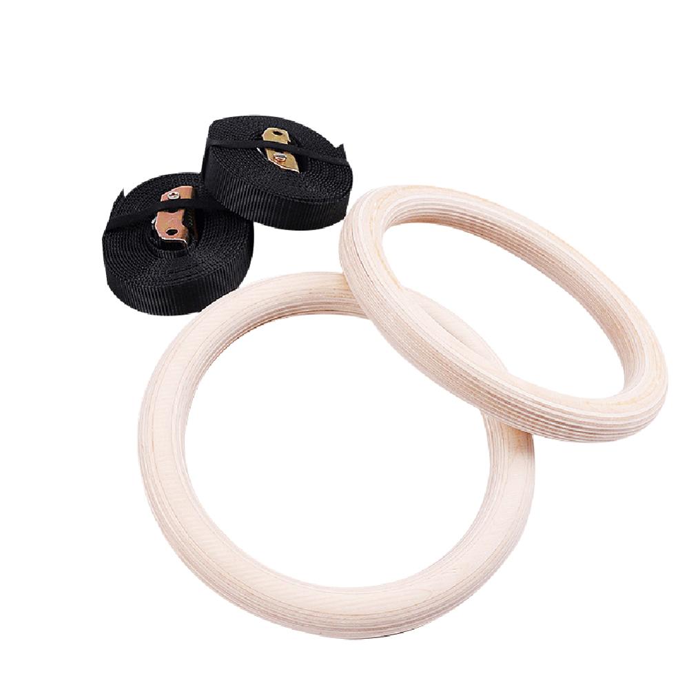 28mm Wooden Exercise Fitness Gymnastics Ring Gym Exercise Push-up Muscle Exercise Cross Fit for Home Office Full Body Workout