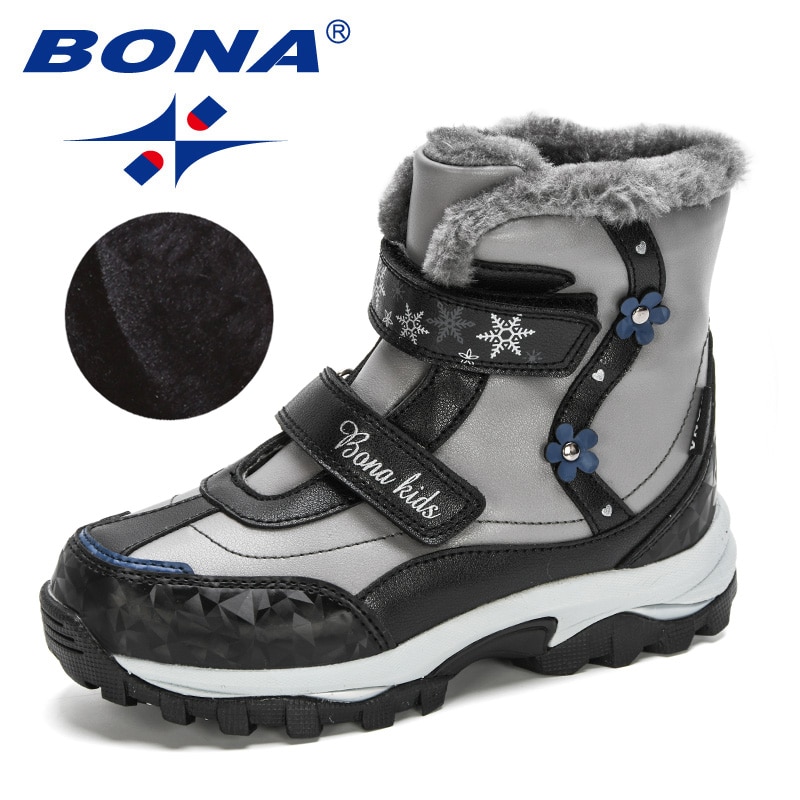 BONA – bottes de neige en peluche pour enfants, chaussures d'extérieur durables, antidérapantes, à mi-mollet, pour filles et garçons, collection hiver