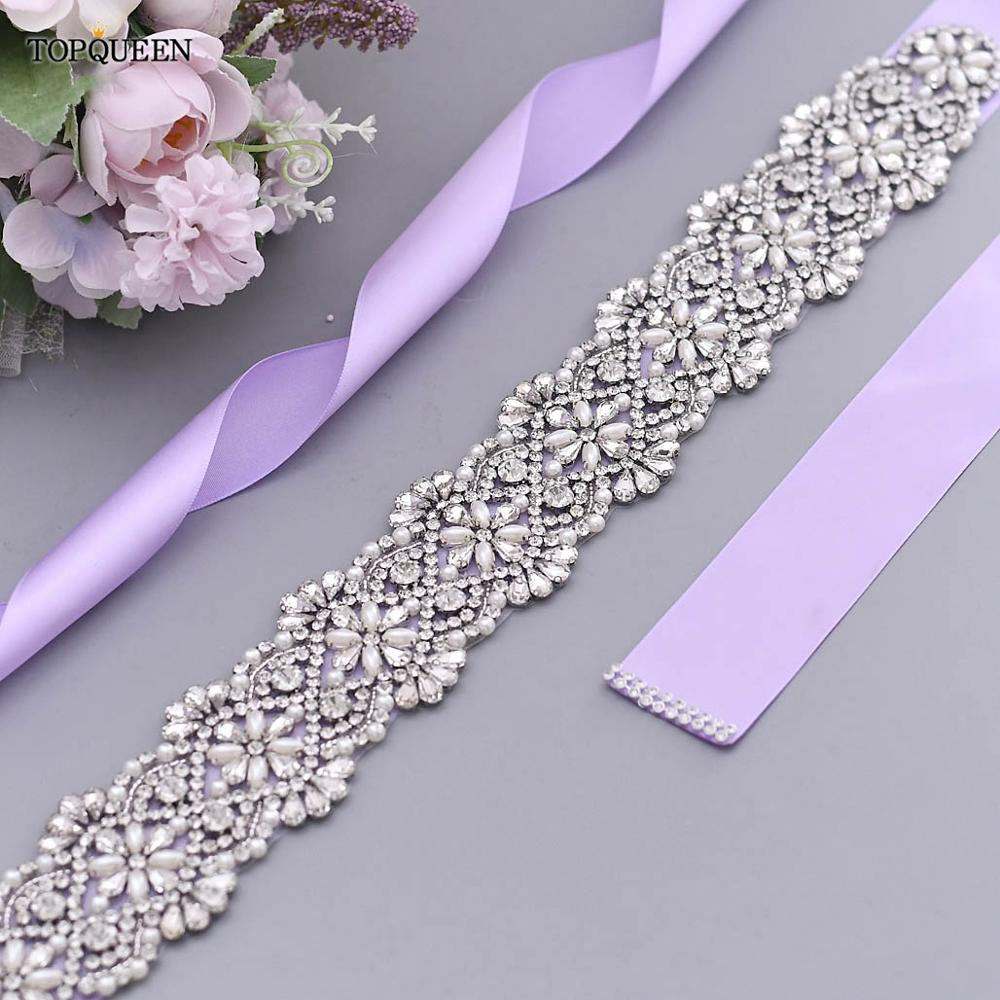 TOPQUEEN S04B damski luksusowy pasek srebrny Rhinestone pas biodrowy ślub kobieta pas pas ślubny aplikacja pasy dla kobiet szeroki