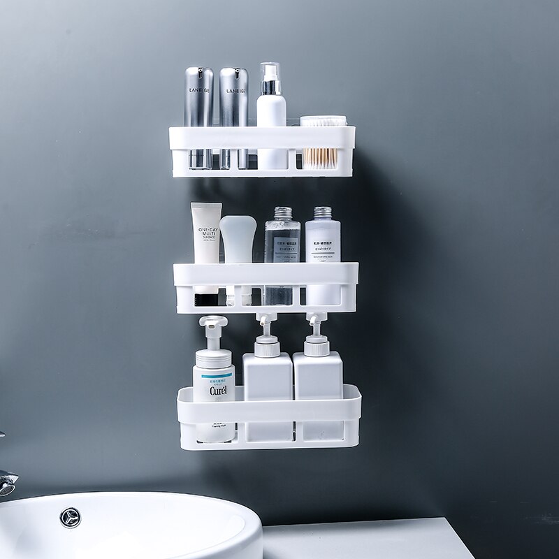 Bathroom Accessories Storage Shelf & Rack Waterproof Floating Shelf Home Decoration Kitchen Free Punching Wall Hanging H1148