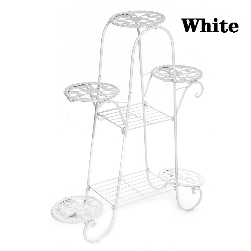 7 camada de ferro planta estande rack vaso de flores titular prateleira do jardim escritório em casa planta interior ao ar livre suculenta prateleira pátio jardim decoração: WHITE