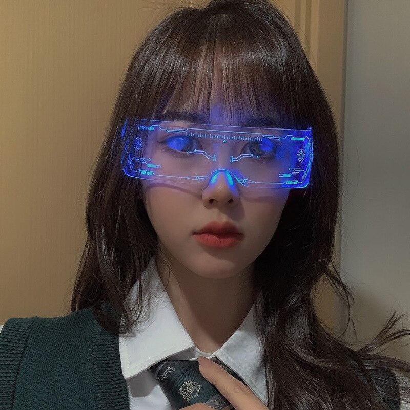 Colorful LED Goggles Party Bar Music Festival 7-color Technology Glasses Disco Science Fiction Christmas Glasses