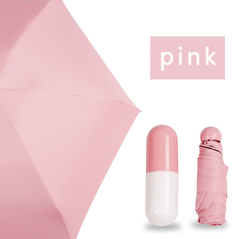 Super Mini Capsule Umbrella Rain Woman Clear Pocket Anti-UV Umbrella Windproof 5Folding Umbrellas Compact Rain Children: pink