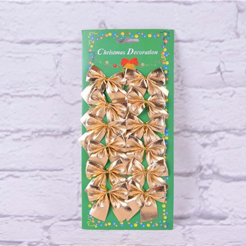 Goud/rood optioneel 12 stuks kerstboomversiering thuis kerstversiering strik kerstboomversiering: Goud