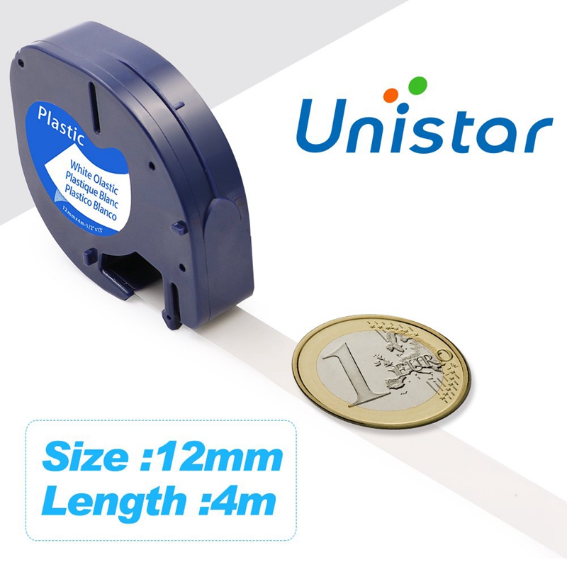 Unistar 91201 91200 12267 compatible pour Dymo Letratag 12m x 4m rubans de papier plastique 91330 91331 Letratag LT-100h étiqueteuse