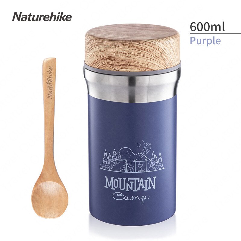 Naturehike Campeggio di Cottura Tazza auto Portatile Bollente Tazza di 600ml di Mantenere Il Calore/Freddo in Acciaio Inox Leakageproof Da Viaggio Pentolame E Utensili per Cucinare: viola-600ml