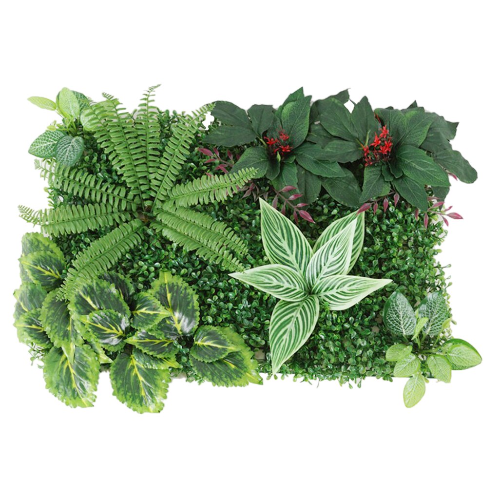 Artificial Grass Flower Mat Foliage Plants Panels Plastic Greenery Ornaments