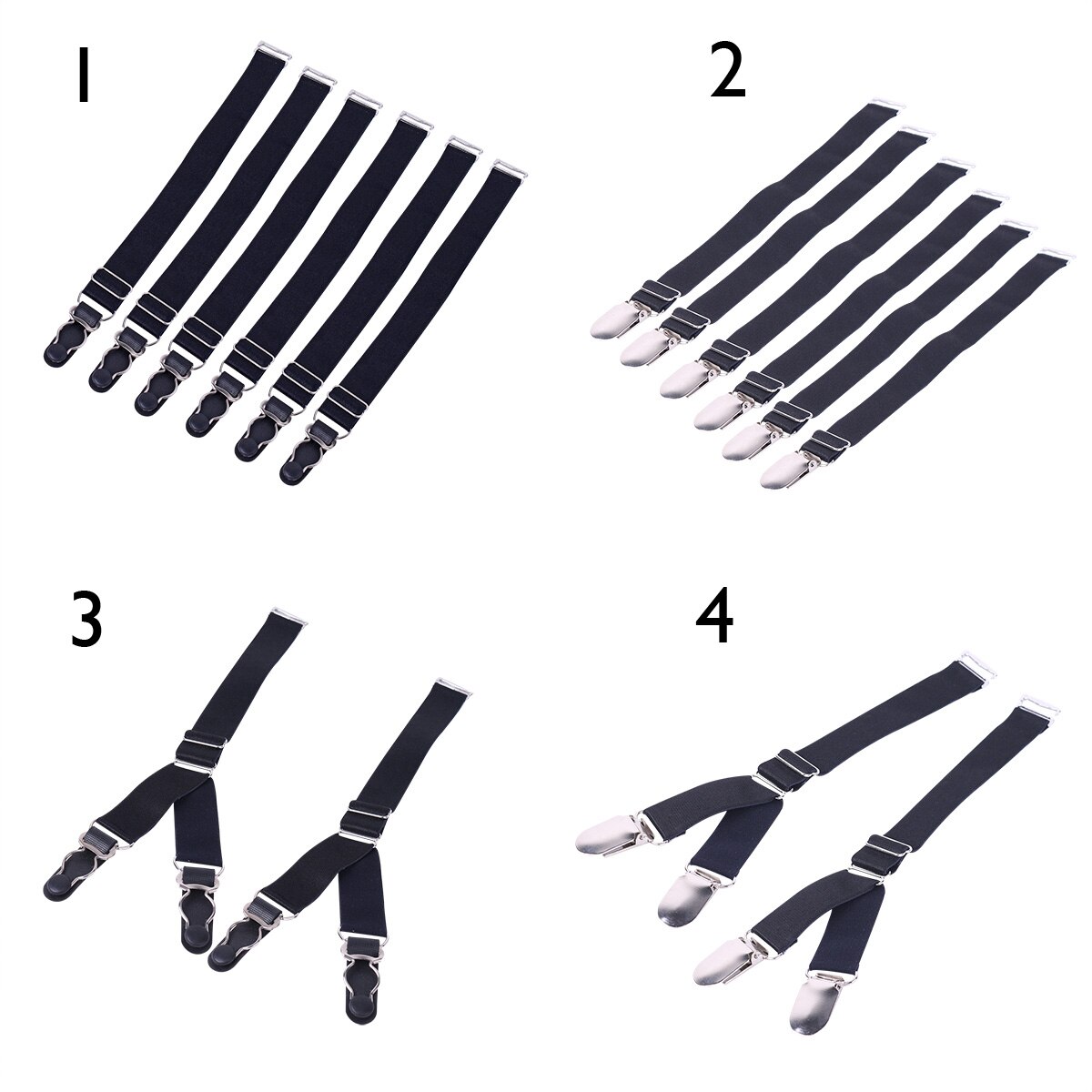 8 Styles Garment Hooks Suspenders Belt with Leather Polyester Elastic Clip-on Braces
