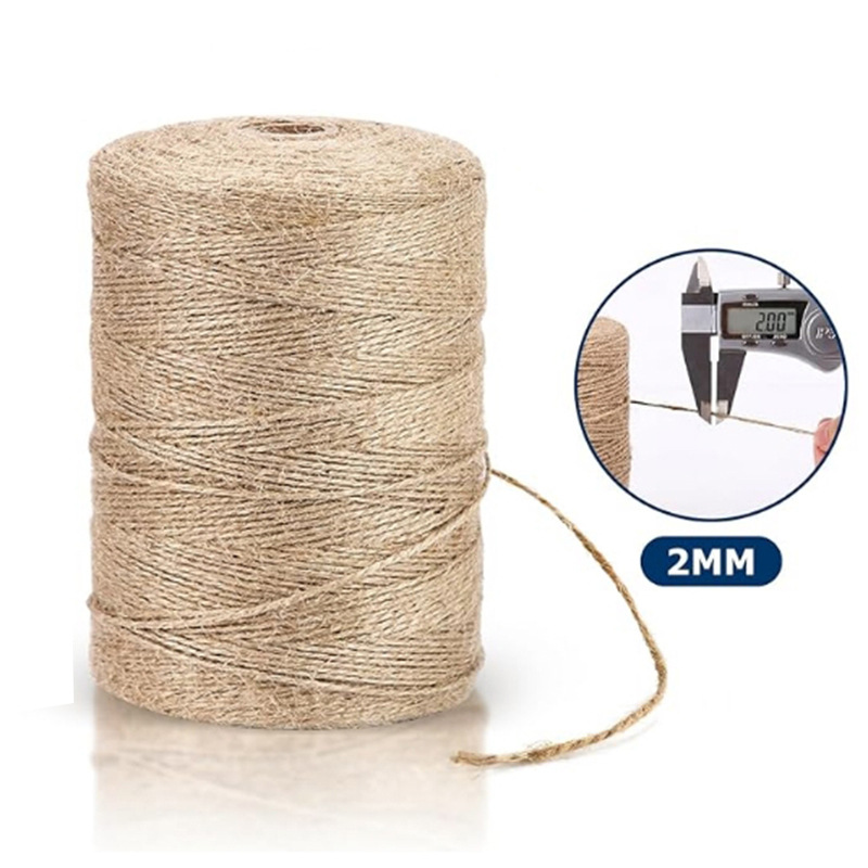 200 meter naturligt vintage juterep snöre snöre säckväv band hantverk sömnad gör-det-själv jute hampa bröllopsfest dekoration
