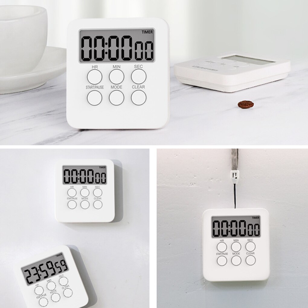 LED Kitchen Timer Digital Timer Square Cooking Count Up Countdown Alarm Clock Sleep Stopwatch Clock Kitchen Gadgets