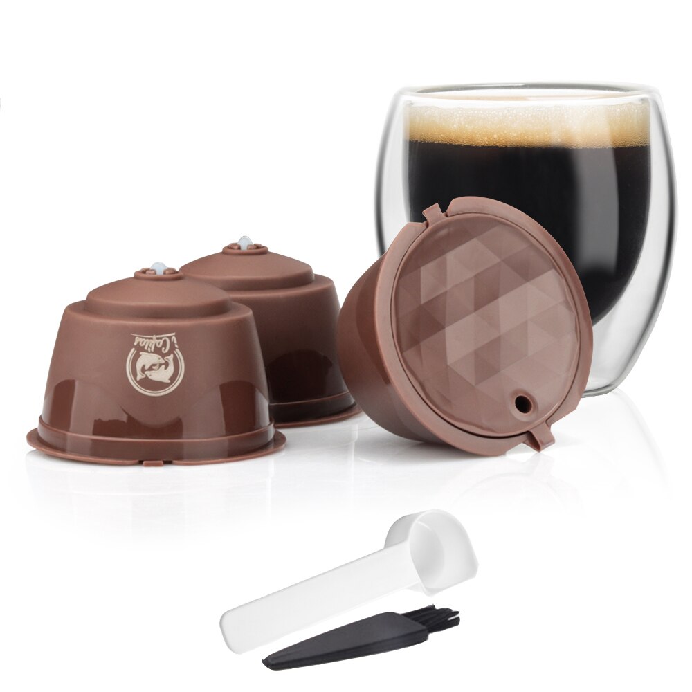 3 kpl 150 kertaa dolce gusto -kahvikapselille muovikapseli uudelleen täytettävä uudelleen käytettävä yhteensopiva nescafe dolce gusto -täyttöpakkauksen kanssa: 3 ruskeaa