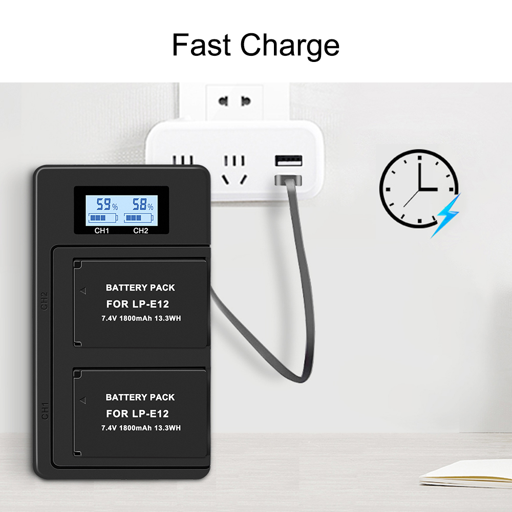 PALO LP-E12 LPE12 LP E12 caricabatteria LCD USB caricatore doppio per canon EOS M M10 M50 M100 M100D Rebel SL1 Kiss X7