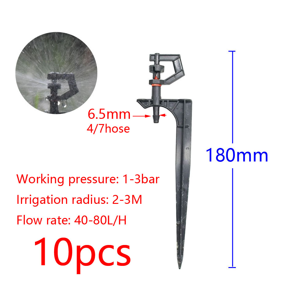 Gotero de riego ajustable de 90/180/360 grados, tierra de inserción, manguera de 4/7mm, riego de jardín, aspersor de vórtice giratorio de 13cm: U