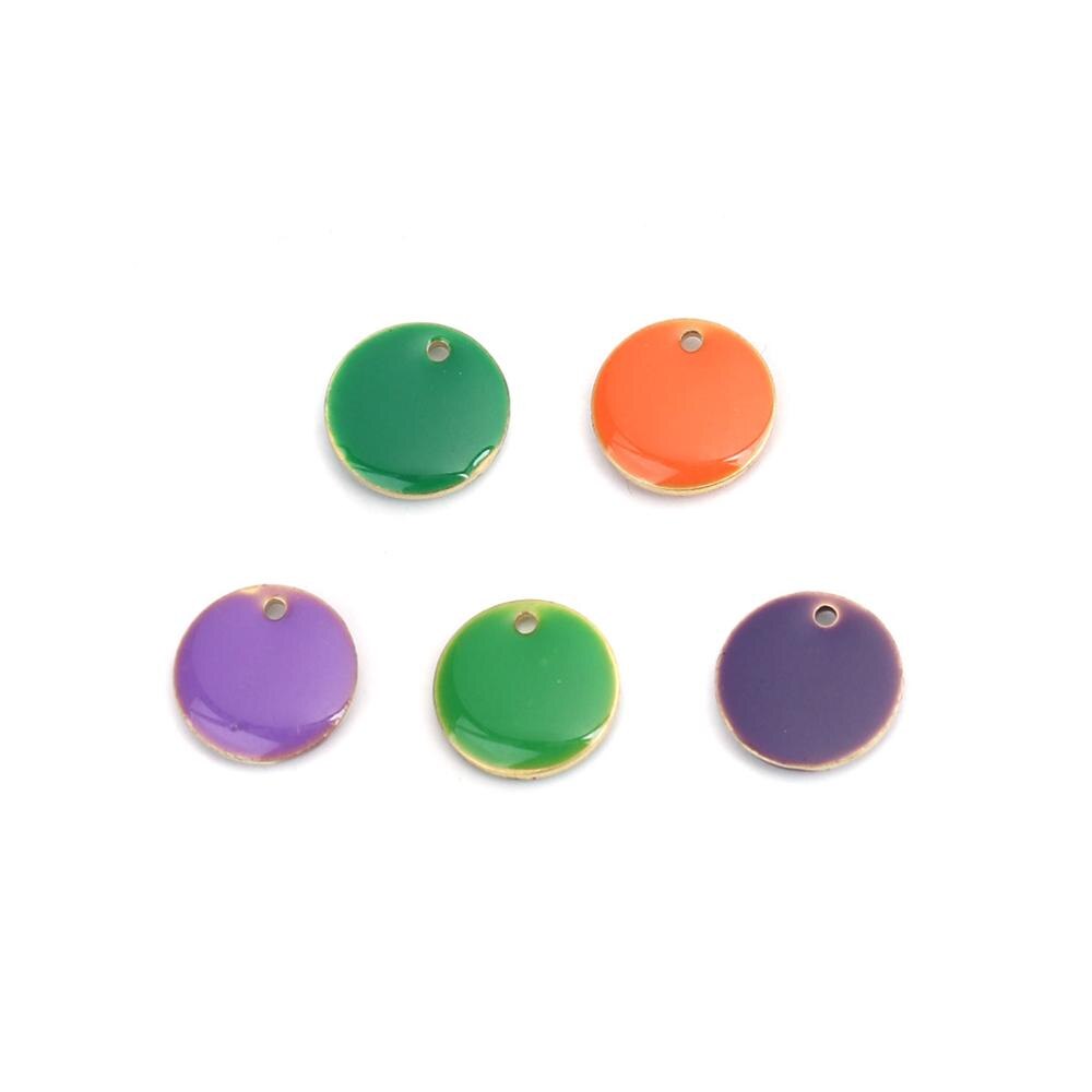 DoreenBeads Copper Enamelled Sequins Pendant Charms Colorful Round Jewelry DIY Findings 12mm Dia., 10 PCs