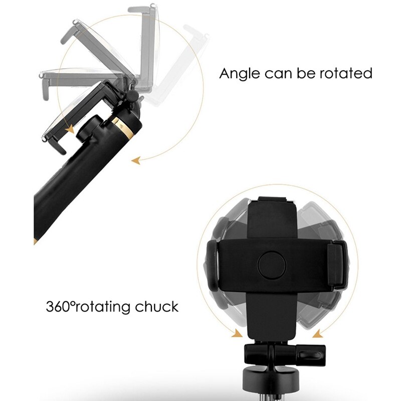 Selfie-stick-stativ mit abnehmbarem schminkspiegel, kabelloser fernbedienung, stabilisiertem, einziehbarem stativ
