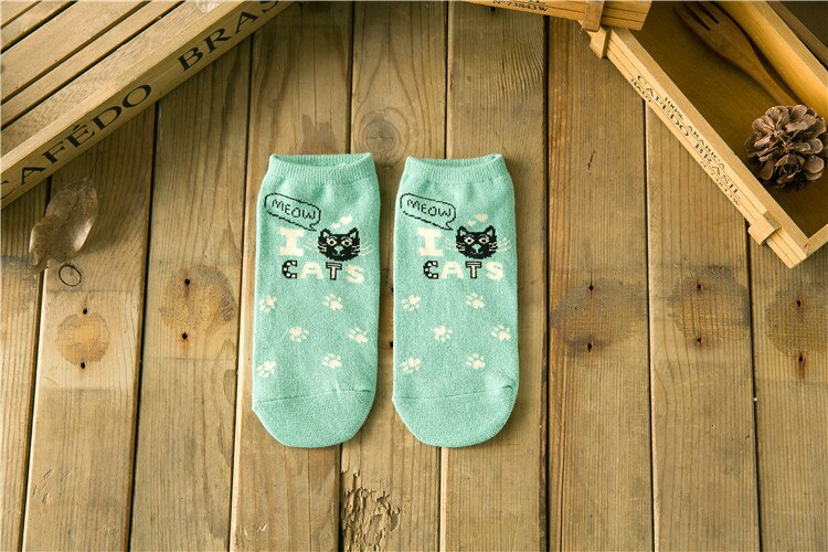 Cute Cat Women Socks Middle Tube Cartoon Cotton Socks for Girls: 013