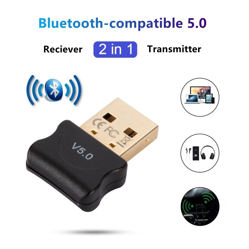Bluetooth-compatible 5.0 Dongle Adapter USB Transmitter for Pc Computer Receptor Laptop Earphone Audio Printer Data Receiver