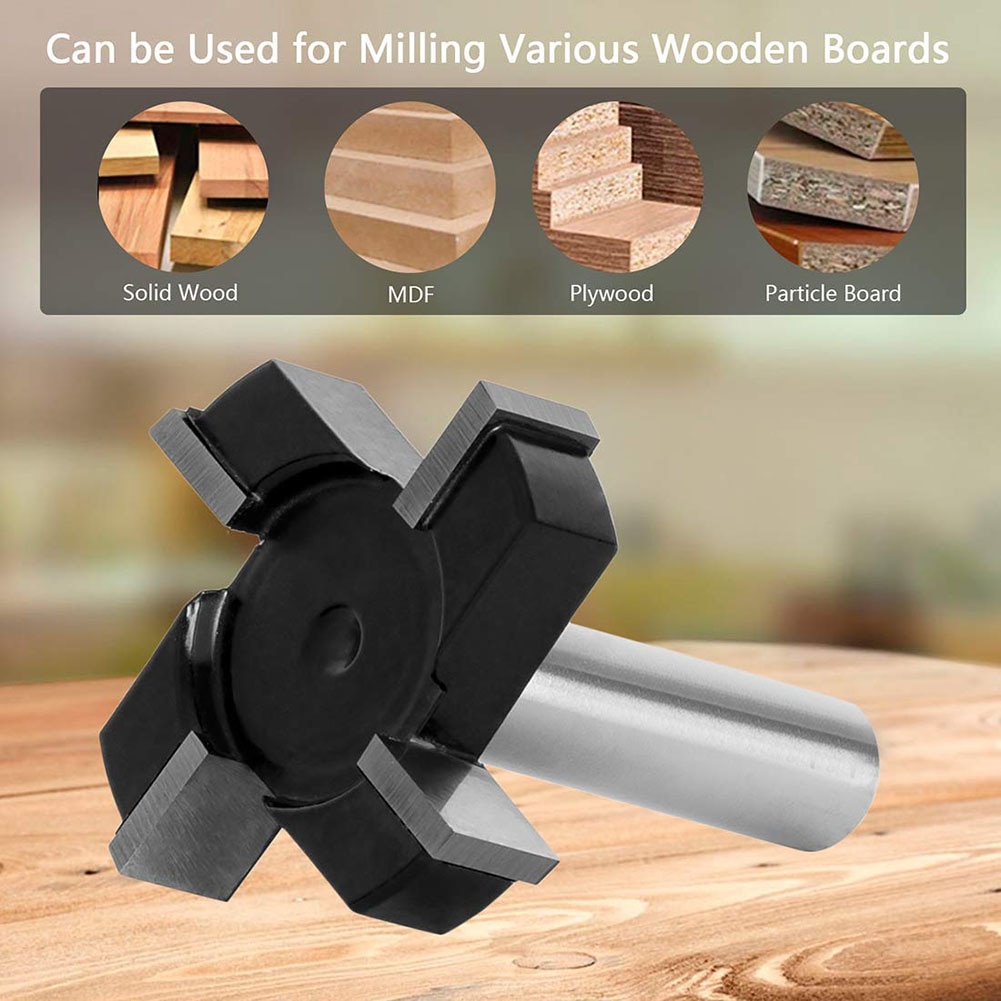 1/2" Shank Wood Milling Cutter Planing Tool Adapter Collet Shank Surfacing Flattening Router Bit T-blade Slab Woodworking Tools