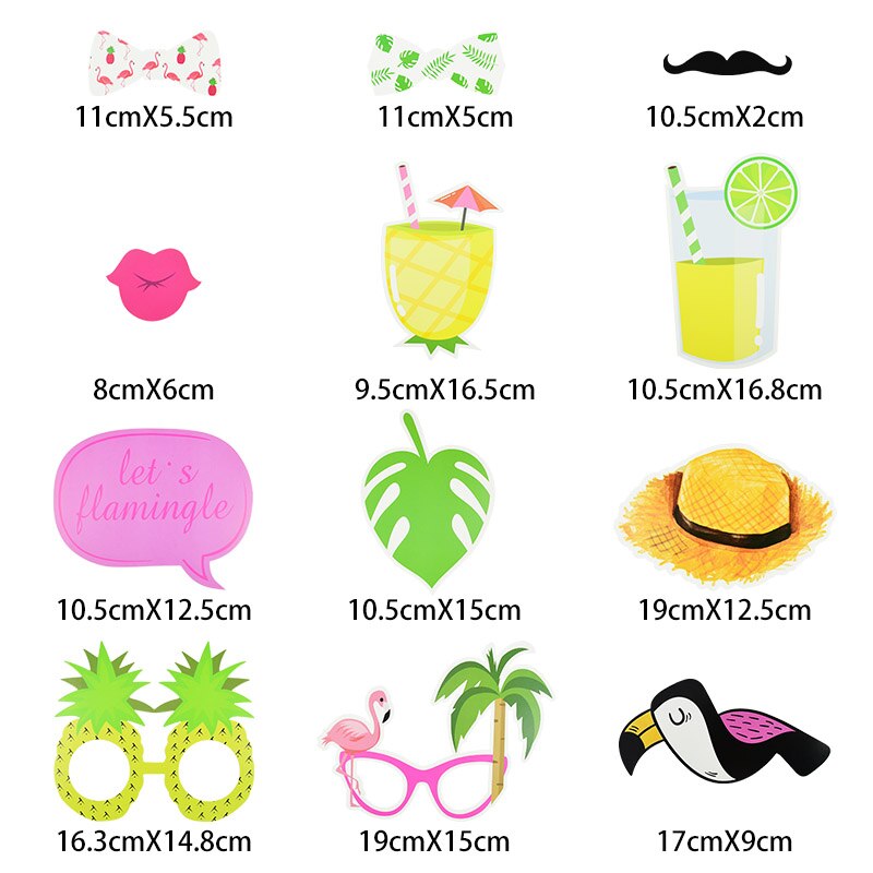 Flamingo Photobooth Props Hawaiian Party Funny Lip Mouth Photo Prop for Tropical Summer Wedding Birthday Decor Photo Booth Frame