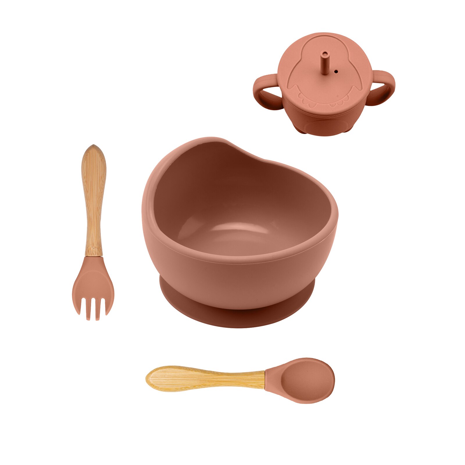 Dziecko płyta silikonowa zastawa stołowa dzieci miska zasysająca talerze karmienie dziecka miseczka silikonowa kubek ze słomką widelec naczynia zestaw stołowy dla dzieci: G