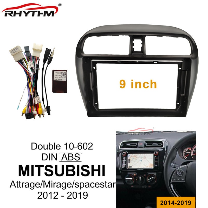 Revêtement de voiture pour MITSUBISHI Attrage Mirage Spacestar Double Din voiture DVD cadre fil installer panneau tableau de bord montage Installation