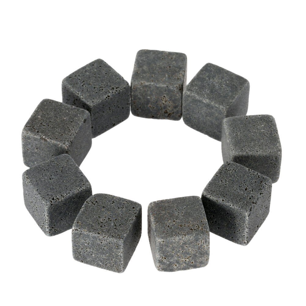 9 pièces pierres de Whisky naturel granit glaçon Whisky pierre Vodka vin boisson refroidisseur roches de mariage faveur outil de barre de noël: Gray
