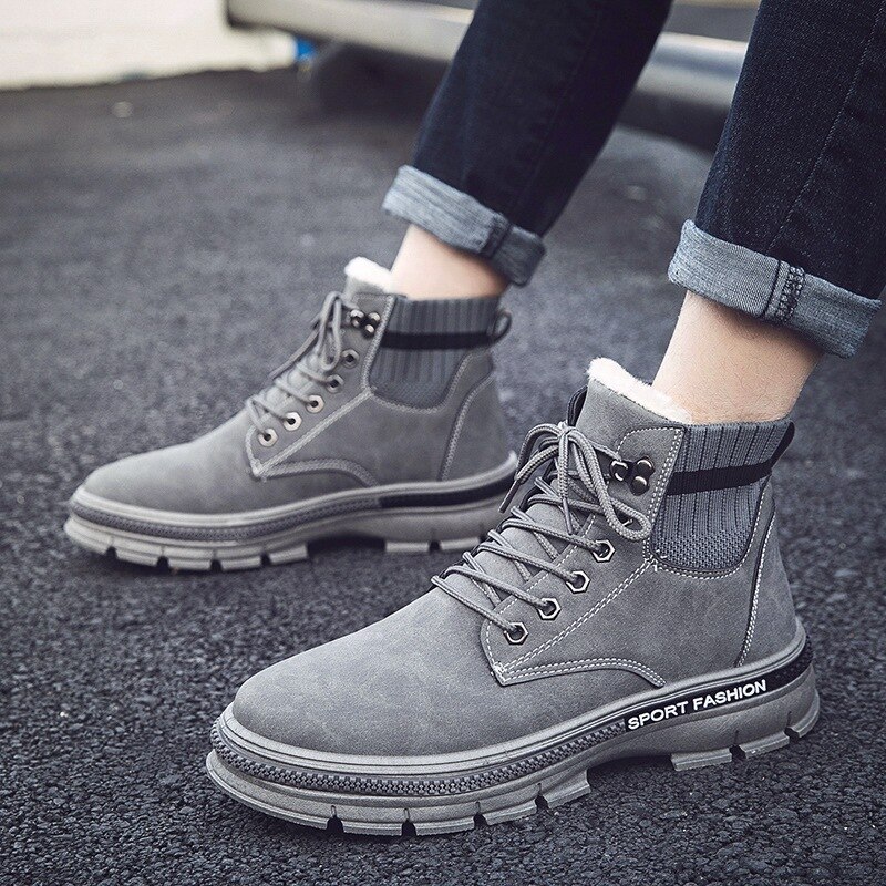 Fujin Hiver femmes hommes Polaire Doublé Bottes De Neige Slip Fond Plat Bottines Décontracté Coton Rembourré Chaussures