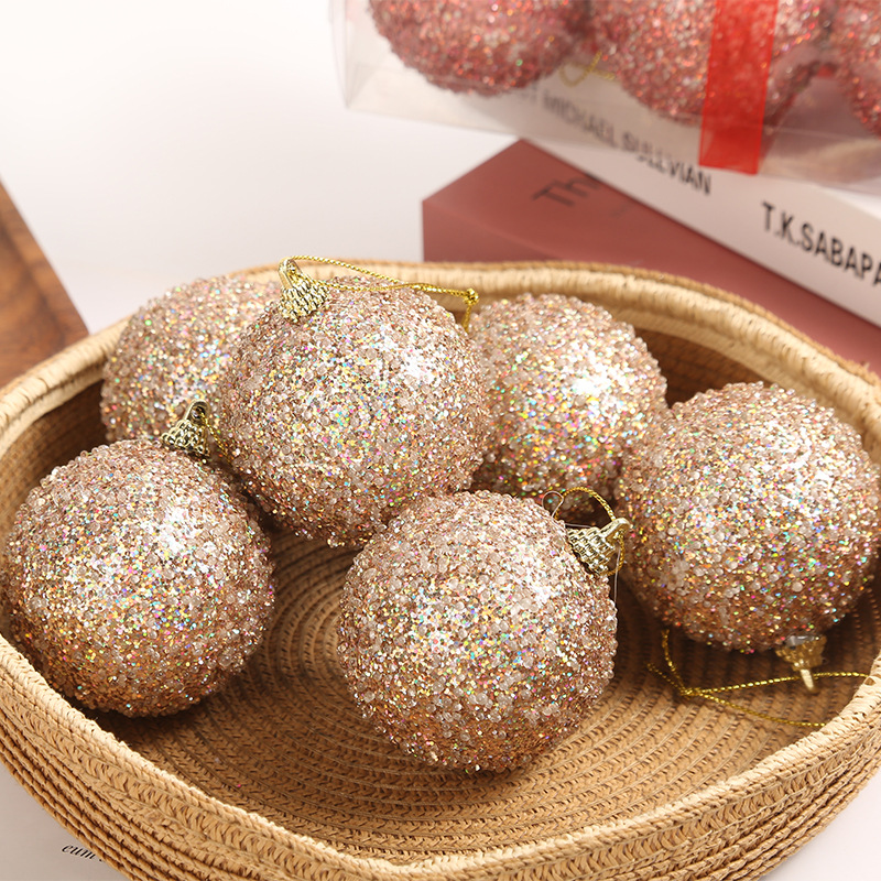 Large Christmas Balls Champagne Gold Glitter Christmas Sparkling Ball for Xmas Tree Hanging Pendants Party Decoration Ornaments