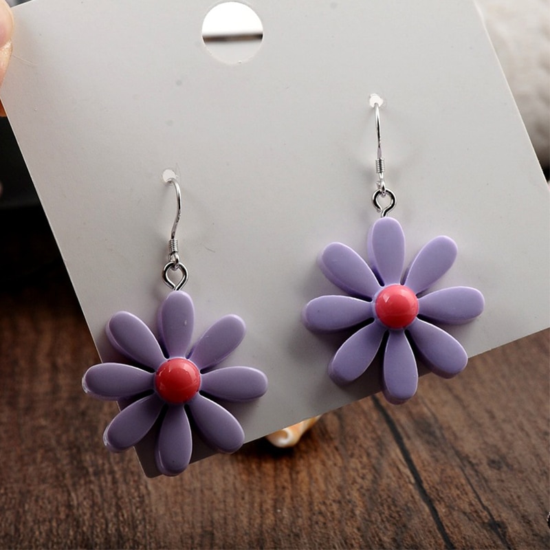 Koreaanse Stijl Daisy Bloem Oorbellen Leuke Acryl Zonnebloem Oorbellen Dangle Voor Vrouwen Meisjes Mooie Zomer Sieraden Brincos