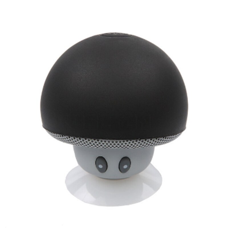 Mini mushroom speaker MP3 player cute cartoon cucktion cap audio outdoor portable peaker wireless bluetooth: Black