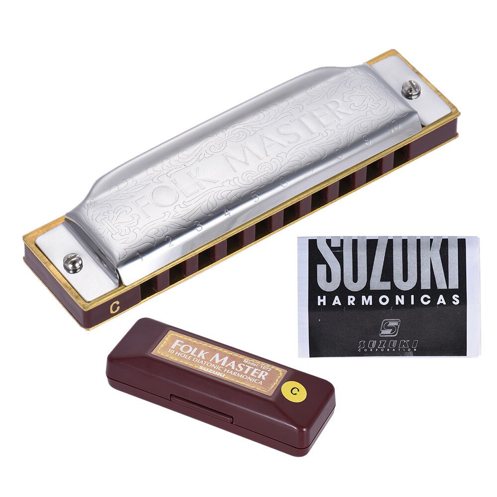 Suzuki 10-Hole Harmonica - Key of C - 20 Tones - Beginner & Student Model