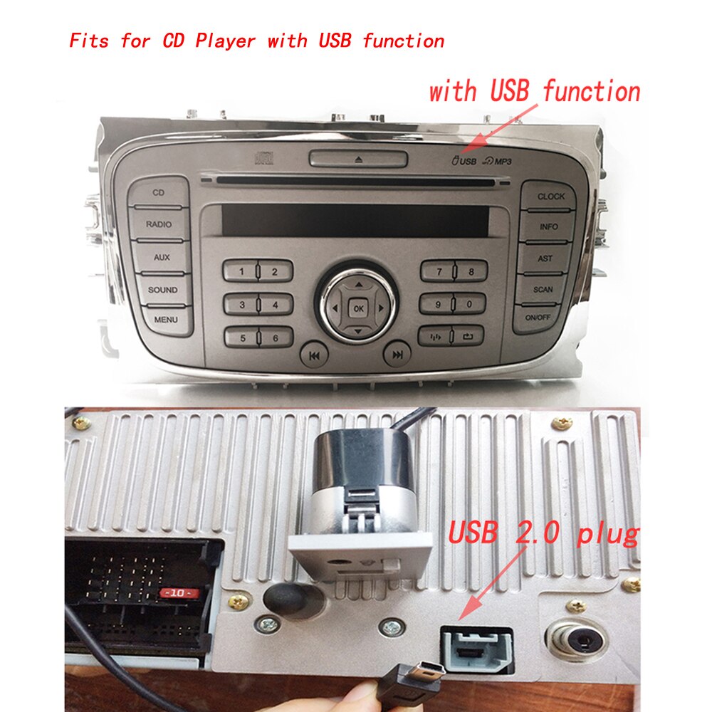 Adaptador de Cable de ranura USB auxiliar para coche, Minireproductor de CD de Audio, interfaz, accesorios para Ford Focus 2 MK2 c-max kuga mk1