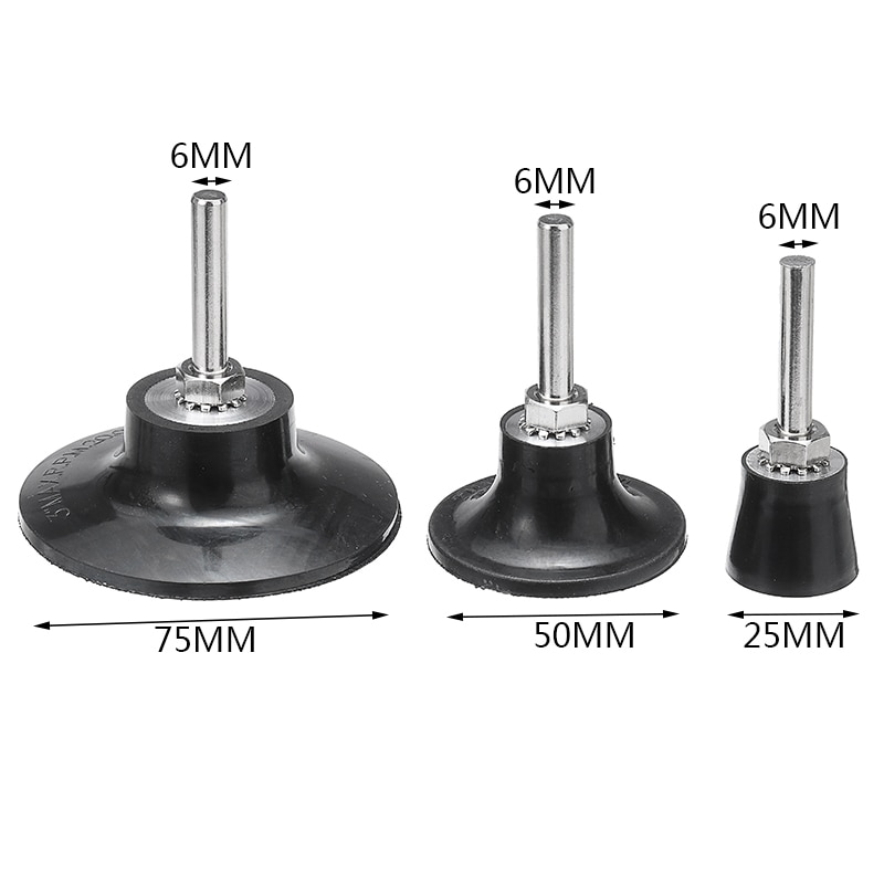 3Pcs 25/50/75mm Sanding Disc Holder 6mm Shank Roll Lock Pad Holder Rotary Tool For Polishing Abrasive Discs