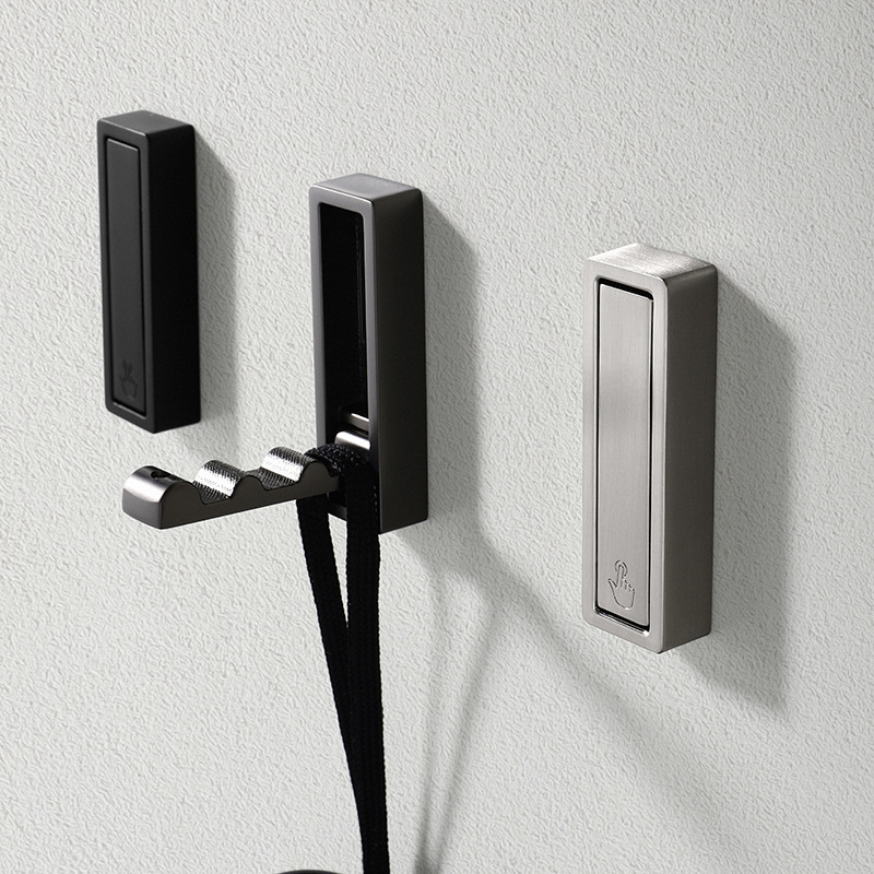Gancho de pared plegable para bata oculta, toalla, abrigo, gancho de acero inoxidable para el hogar, cocina, baño, colgador de toallas negro mate, 1 Uds.