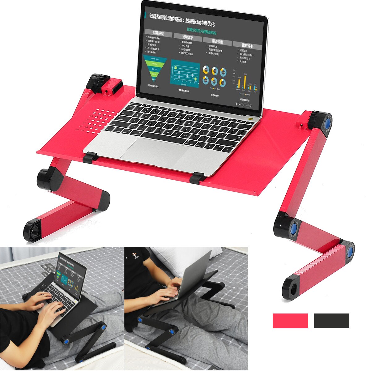 Ergonomic Computer Desk For Bed PC Table Stand Folding Laptop Table Adjustable Aluminum Laptop Desk Portable Computer Table
