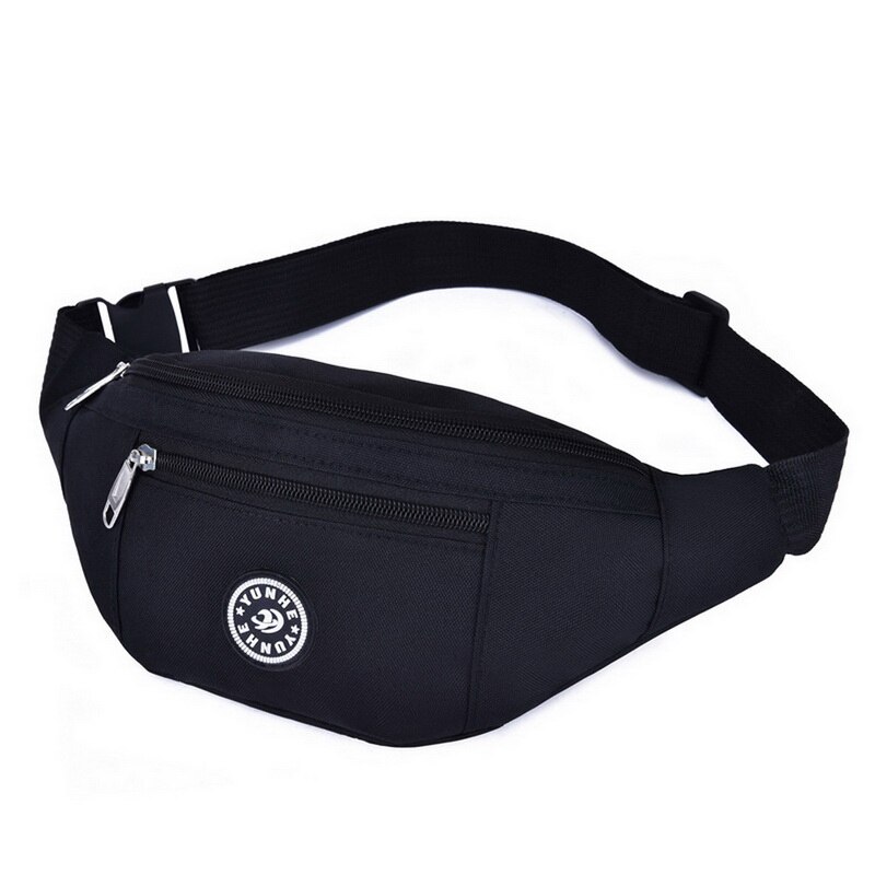 Marsupio da uomo borsa portafoglio da uomo borsa da cintura Casual grande per telefono borsa da donna borsa da viaggio in tela borsa da moto Fanny Banana Hip: B-black